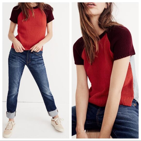 Madewell Colorblock Crop Sweater Tee Size XXS - Picture 1 of 10